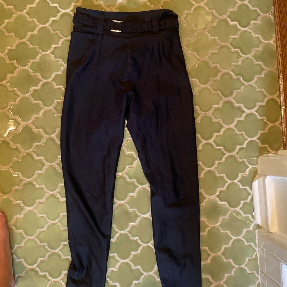 Black Alo leggings with detailed belt